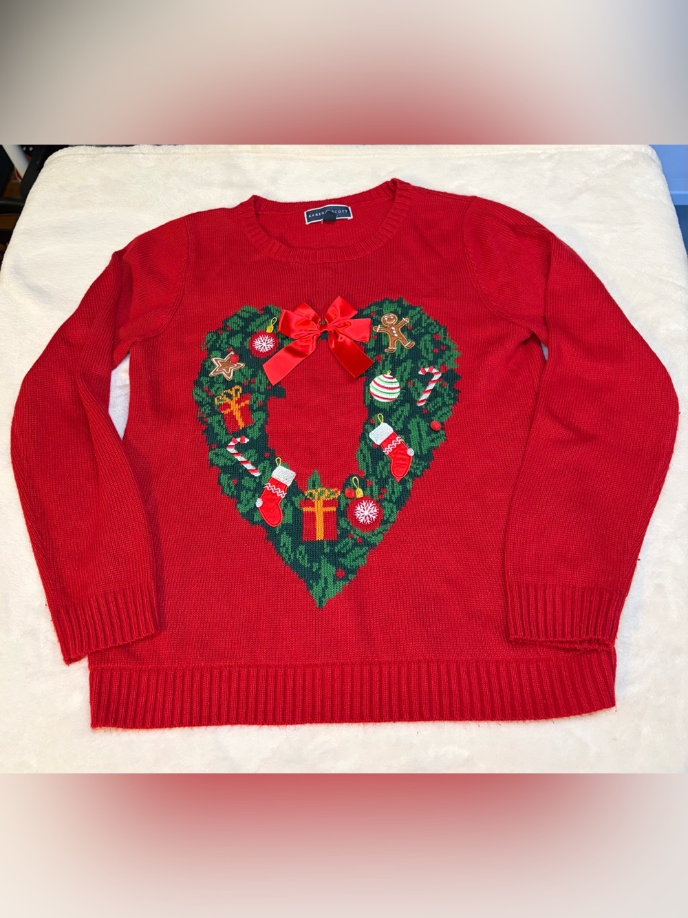 Christmas Sweater with Heart Wreath